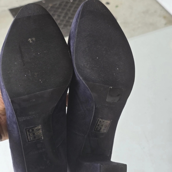 LK Bennett London Suede Pumps Sz 38 Blue Women Block Heel Comfort - Picture 9 of 11